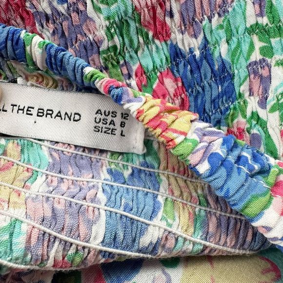 Faithfull The Brand Mathilde Floral Square Neckline Puff Sleeve Smock Dress Sz 8 - Picture 7 of 9